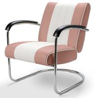 Retro Bel Air Lounge Stoel Pullman LC-01 Dusty Rose/Wit
