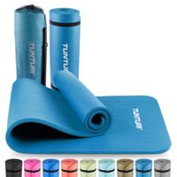 Tunturi NBR Yogamat met Draagtas | Fitness mat Extra dik & zacht | Sportmat | Anti slip | 180x60x1.5cm | Incl Trainingsapp | Petrol Blauw