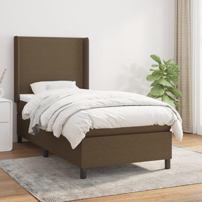Boxspring met matras stof donkerbruin 90x200 cm
