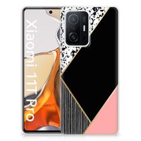 Xiaomi 11T | 11T Pro TPU Hoesje Zwart Roze Vormen - thumbnail