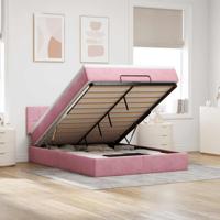 Ottoman bed met matras en LED's 140x190cm fluweel roze