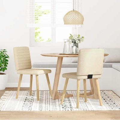 Eetkamerstoelen 2 st stof crmekleurig