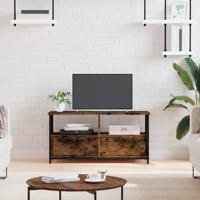 Tv-meubel 90x33x45 cm bewerkt hout en ijzer gerookt eikenkleur