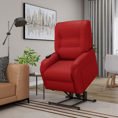 vidaXL Massagefauteuil elektrisch sta-op-stoel kunstleer rood