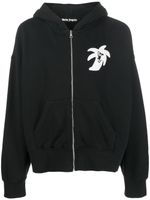 Palm Angels hoodie zippé à logo imprimé - Noir - thumbnail