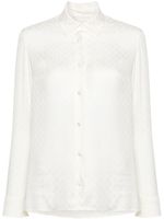 Palm Angels monogram-jacquard silk shirt - Blanc - thumbnail