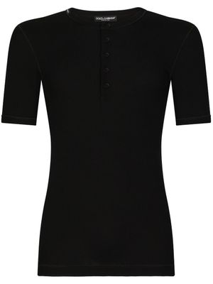 Dolce & Gabbana t-shirt à col tunisien - Noir