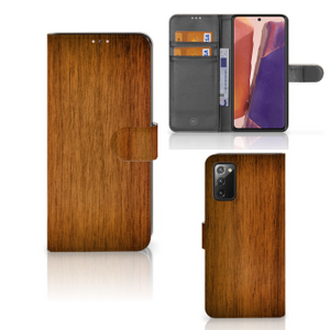 Samsung Galaxy Note 20 Book Style Case Donker Hout