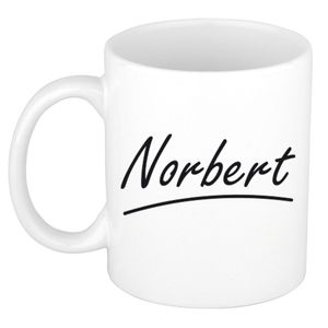 Naam cadeau mok / beker Norbert met sierlijke letters 300 ml