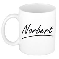 Naam cadeau mok / beker Norbert met sierlijke letters 300 ml - thumbnail