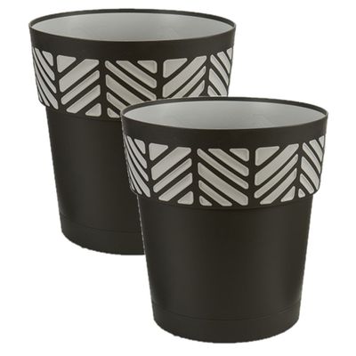 3x stuks kunststof Orfeo bloempotten/plantenpotten antraciet 30 cm
