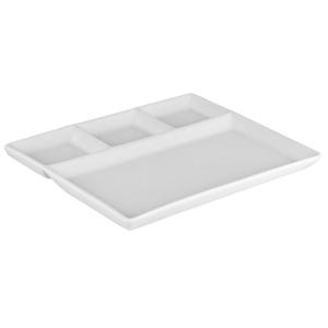 Fondue/gourmet/bbq bord - 2x - wit - 26 x 20 cm - 4 vakken - porselein - dinerborden