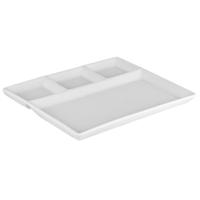 Fondue/gourmet/bbq bord - 2x - wit - 26 x 20 cm - 4 vakken - porselein - dinerborden