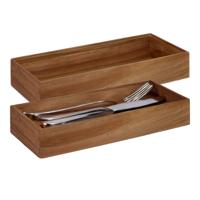 Bestekbak/keuken organizer - 4x - 1 vaks - Smart Desk serie - acacia hout - 15 x 38 x 7 cm