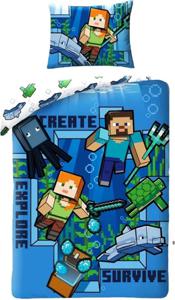 Minecraft Dekbedovertrek Explore, Survive , explode - 140 x 200 cm - Katoen