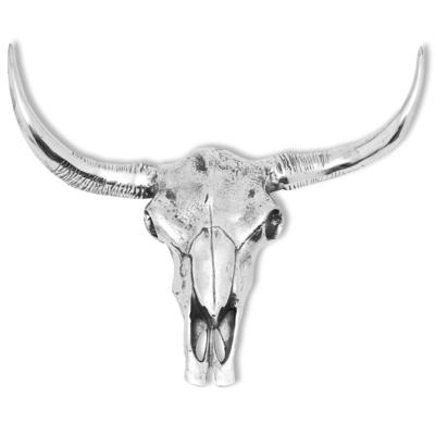Schedel muurdecoratie aluminium zilver