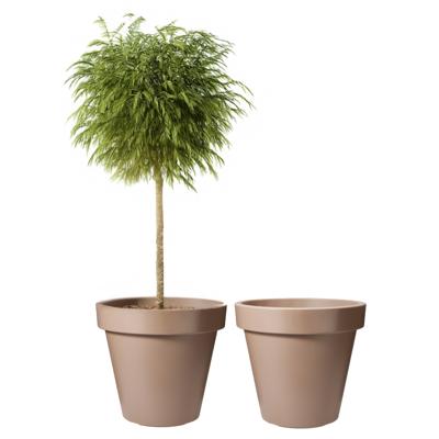 Pro Garden Bloempot - 2x - mokka bruin - rond - D50 cm - kunststof - plantenpot - tuin buiten