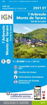 Wandelkaart - Topografische kaart 2931ET L'Arbresle - Monts de Tarare - Col de la Luère - Rhônevallei - Bourgondië | IGN - Institut Géographique National