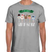 Fout kersttrui t-shirt voor heren - Kerst wijn glazen - grijs - drank/wine