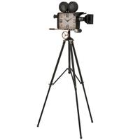 J-Line Camera Op Statief klok - metaal - zwart - 75 cm