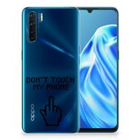 OPPO A91 Silicone-hoesje Finger Don't Touch My Phone - thumbnail