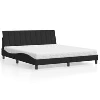 Bed met matras "Hanko" fluweel zwart 180x200 cm