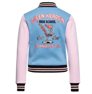 Queen Kerosin Q High School College Jacket Sky Blue Pink-XL