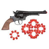 Speelgoed Revolver/pistool met plaffertjes voor een cowboy - metaal - 192 shots - verkleed spullen