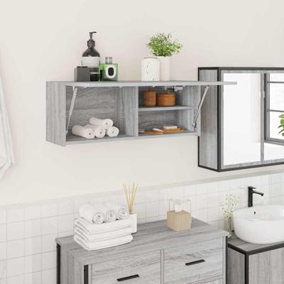 Badkamerwandkast 80x25x30 cm bewerkt hout grijs sonoma eiken