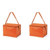 2x stuks kleine mini koeltassen oranje sixpack blikjes