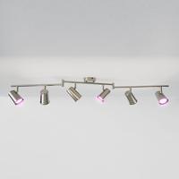 Riga - LED smart plafondlamp - 6 spots - 30 Watt 2400 Lumen - Draaibaar en kantelbaar - GU10 - RGBWW - Wifi + Bluetooth - Google Home, Amazon Alexa en Siri - RVS - Bestuurbaar via App en Stem