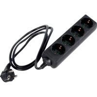 Perel contactdoos met 4 stopcontacten, zwart, voor Nederland