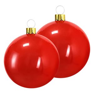 Grote opblaasbare decoratie kerstballen - 2x st - 45 en 65 cm - rood