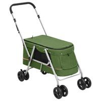 VidaXL Hondenwagen inklapbaar 100x49x96 cm linnenstof groen