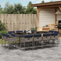 13-delige tuinset met kussens, grijs polyrotan