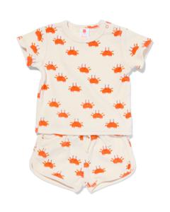 HEMA Baby Kledingset Badstof T-shirt En Short Krabben Ecru (ecru)