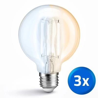 Slimme filament led lamp - dual white 7w e27 fitting - g95 model colored - voordeelset van 3