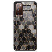 Samsung Galaxy S20 FE glazen hardcase - Hexagons zwart