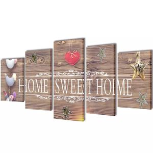 VidaXL Canvas muurdruk print set home sweet home 100 x 50 cm