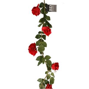 Kunstbloemen slinger rozen Emily - 145 cm - rood - guirlande - decoratie - bruiloft versiering