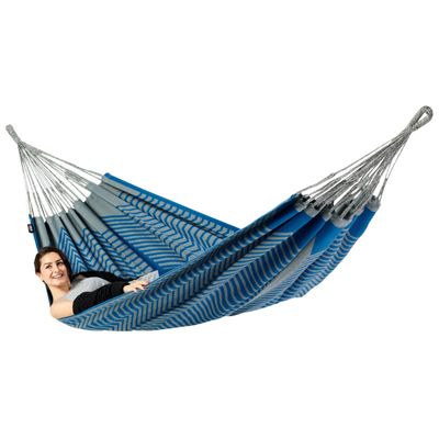 Tweepersoons hangmat - 350x160cm - Blauw - 160kg draagkracht- 100% katoen - binnen & buiten
