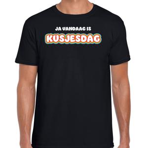 Verkleed T-shirt voor heren - kusjesdag - zwart - carnaval - foute party