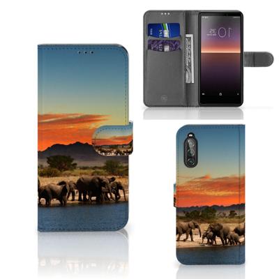 Sony Xperia 10 II | Telefoonhoesje | Met pasjeshouder | Olifanten