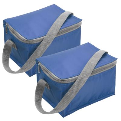2x kleine koeltas voor 6 blikjes - blauw - lunch-drankjes-medicijnen - 20 x 13 x 13 cm