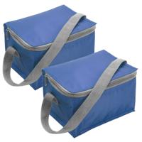 2x kleine koeltas voor 6 blikjes - blauw - lunch-drankjes-medicijnen - 20 x 13 x 13 cm