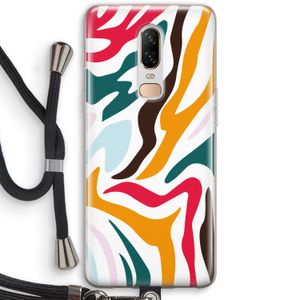 Colored Zebra: OnePlus 6 Transparant Hoesje met koord