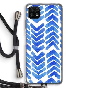 Blauwe pijlen: Samsung Galaxy A22 5G Transparant Hoesje met koord