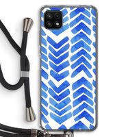 Blauwe pijlen: Samsung Galaxy A22 5G Transparant Hoesje met koord
