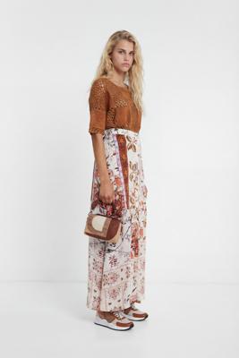 Lange rok met gebloemde boho-print - WHITE - 42 Lange rok met gebloemde boho-print - WHITE - 42
