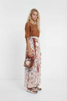 Lange rok met gebloemde boho-print - WHITE - 42